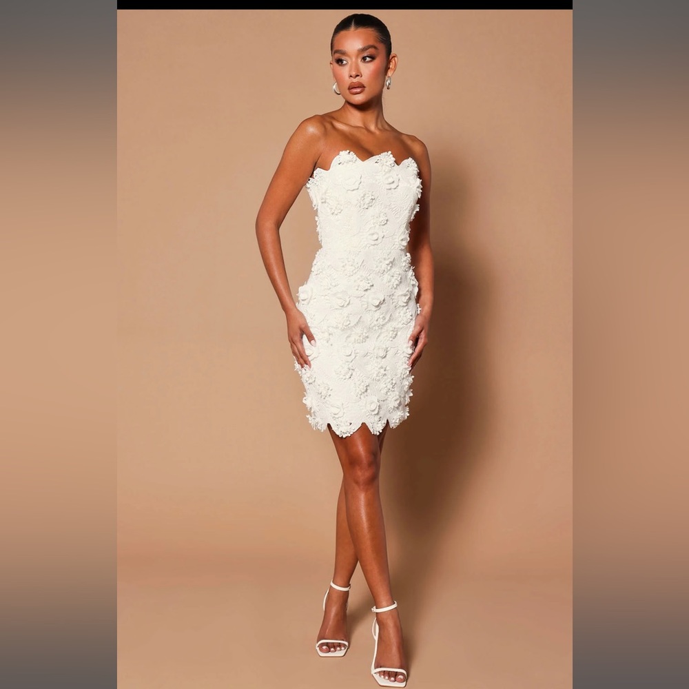 Grace Crochet Mini White Dress (NEW)